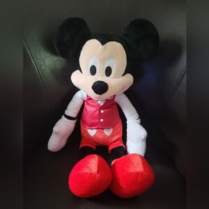 Disney Valentine's Just Play Mickey Mouse Plush Red Hearts Vest Tie
